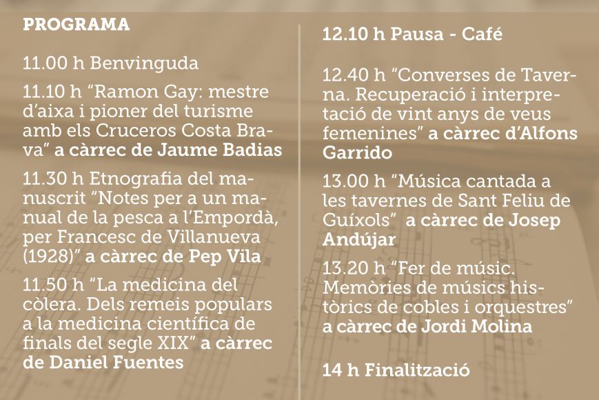 Programa I Jornada de recerca etnològica a la Costa Brava | © Museu de la Mediterrània Programa I Jornada de recerca etnològica a la Costa Brava | © Museu de la Mediterrània